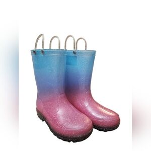 Member’s Mark Girl’s Glitter Ombre Rain Boots 13/1 Light Up Soles!